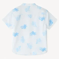 Korte mouwen Mao-kraag shirt met koraalprint jongens