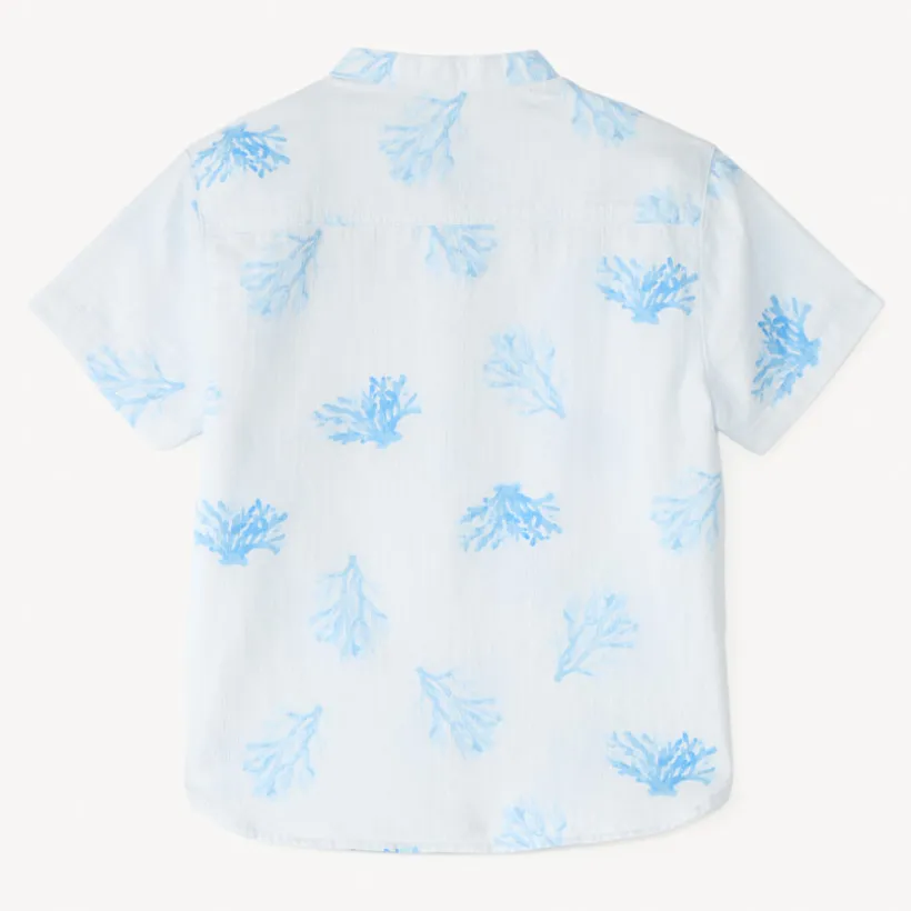 Korte mouwen Mao-kraag shirt met koraalprint jongens