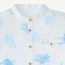 Korte mouwen Mao-kraag shirt met koraalprint jongens