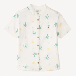 Korte mouwen Mao-kraag shirt met palmprint jongens