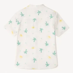 Korte mouwen Mao-kraag shirt met palmprint jongens