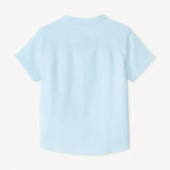 Korte mouwen Mao-kragen blouse met dierenbroderie voor babyjongen