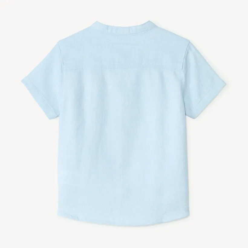 Korte mouwen Mao-kragen blouse met dierenbroderie voor babyjongen