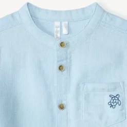Korte mouwen Mao-kragen blouse met dierenbroderie voor babyjongen
