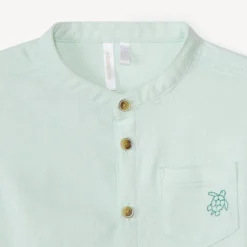 Korte mouwen Mao-kragen blouse met dierenbroderie voor babyjongen
