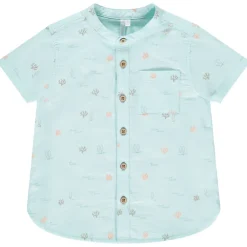 Korte mouwen overhemd met coralen/surfprint voor babyjongens