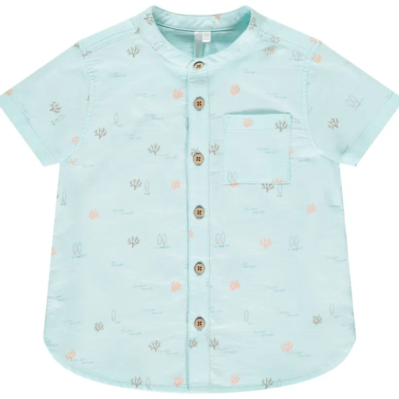 Korte mouwen overhemd met coralen/surfprint voor babyjongens