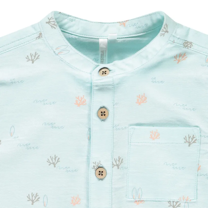 Korte mouwen overhemd met coralen/surfprint voor babyjongens