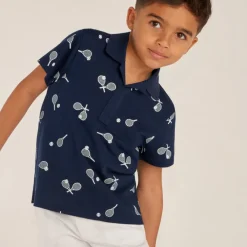 Korte mouwen polo met fantasieprint jongens