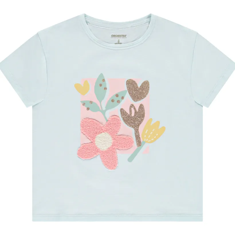 Korte mouwen shirt met bouclette borduursels meisjes