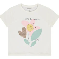 Korte mouwen shirt met bouclette borduursels meisjes