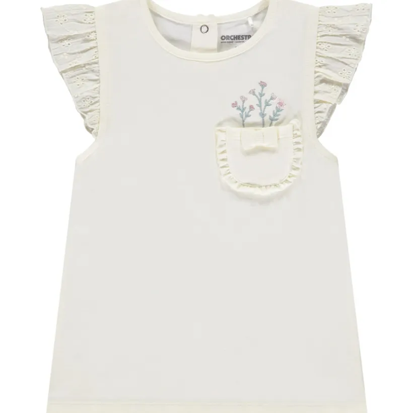 Korte mouwen shirt met geborduurde zak voor baby meisje