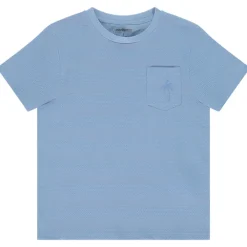 Korte mouwen T-shirt in effen kleur met textuurbanden jongens