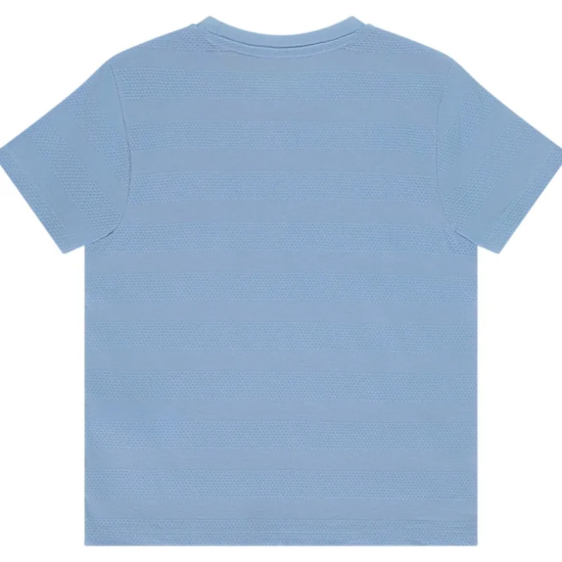 Korte mouwen T-shirt in effen kleur met textuurbanden jongens
