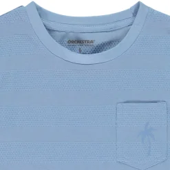 Korte mouwen T-shirt in effen kleur met textuurbanden jongens