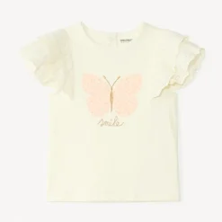 Korte mouwen t-shirt in Engelse borduurwerk met vlinderpatroon voor babymeisjes
