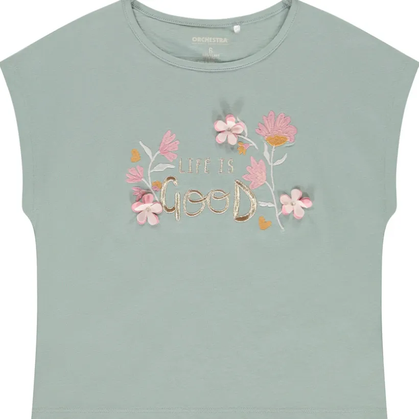 Korte mouwen T-shirt met 3D borduren meisjes