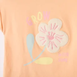 Korte mouwen T-shirt met een geborduurd bloemenpatch voor babymeisjes