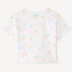 Korte mouwen T-shirt met een strik en een fantasiedruk meisjes