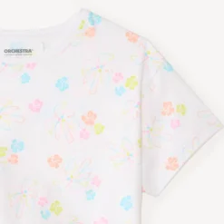 Korte mouwen T-shirt met een strik en een fantasiedruk meisjes