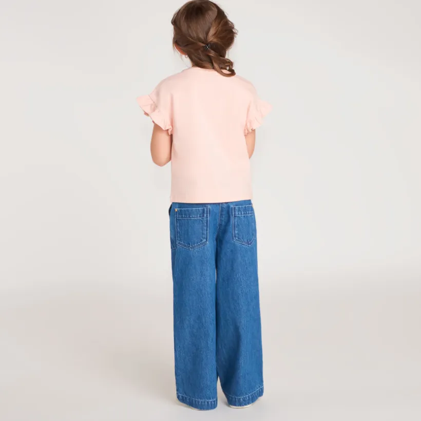 Korte mouwen T-shirt met flounces en bloemenprint meisjes