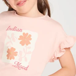 Korte mouwen T-shirt met flounces en bloemenprint meisjes