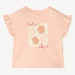 Korte mouwen T-shirt met flounces en bloemenprint meisjes