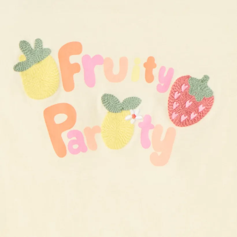 Korte mouwen T-shirt met fruitborduursel voor babymeisjes