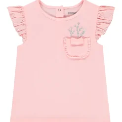 Korte mouwen T-shirt met geborduurde zak voor baby meisje