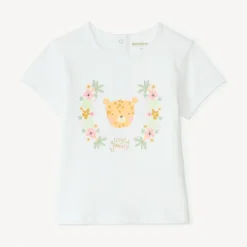Korte mouwen T-shirt met glinsterende fantasieprint voor babymeisjes