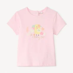 Korte mouwen T-shirt met glinsterende fantasieprint voor babymeisjes