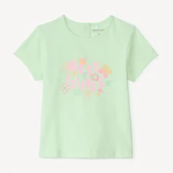 Korte mouwen T-shirt met glinsterende fantasieprint voor babymeisjes