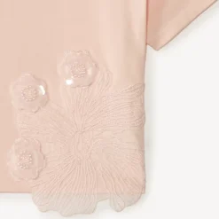 Korte mouwen T-shirt met grote sequins bloemen meisjes