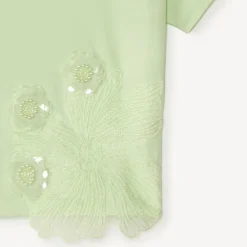 Korte mouwen T-shirt met grote sequins bloemen meisjes