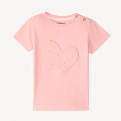 Korte mouwen T-shirt met hartjesborduring voor babymeisjes