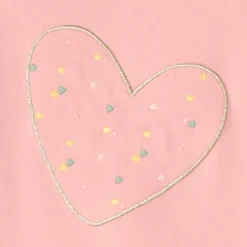 Korte mouwen T-shirt met hartjesborduring voor babymeisjes