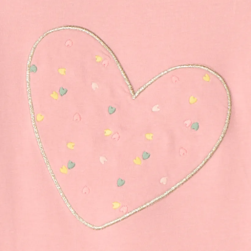 Korte mouwen T-shirt met hartjesborduring voor babymeisjes