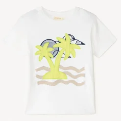 Korte mouwen T-shirt met speelse palmboom borduring jongens