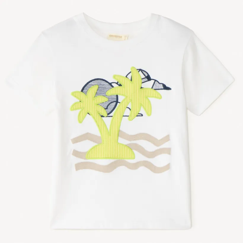 Korte mouwen T-shirt met speelse palmboom borduring jongens