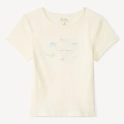 Korte mouwen T-shirt met strass en 3D bloemen meisjes