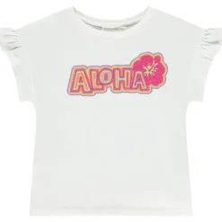Korte mouwen t-shirt met volant en fantasie borduursels voor meisjes