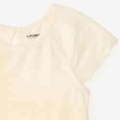 Korte mouwen T-shirt van effen popeline voor babymeisjes