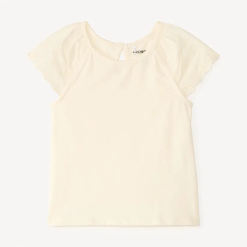 Korte mouwen T-shirt van effen popeline voor babymeisjes