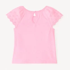 Korte mouwen T-shirt van effen popeline voor babymeisjes