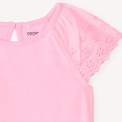 Korte mouwen T-shirt van effen popeline voor babymeisjes