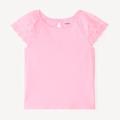 Korte mouwen T-shirt van effen popeline voor babymeisjes