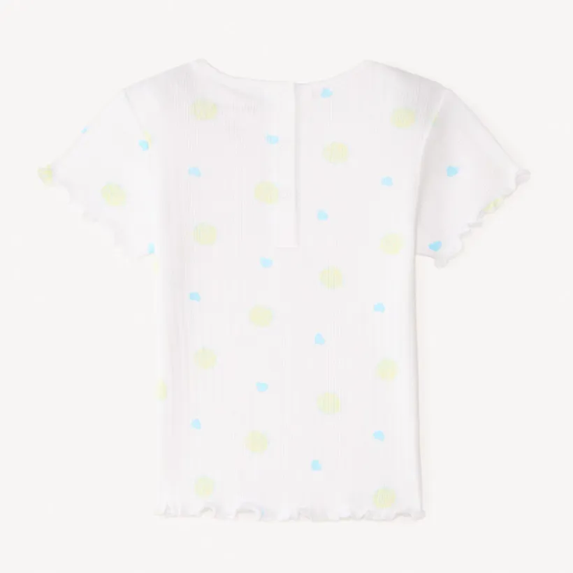 Korte mouwen T-shirt van geribde stof met fantasiedruk voor babymeisjes