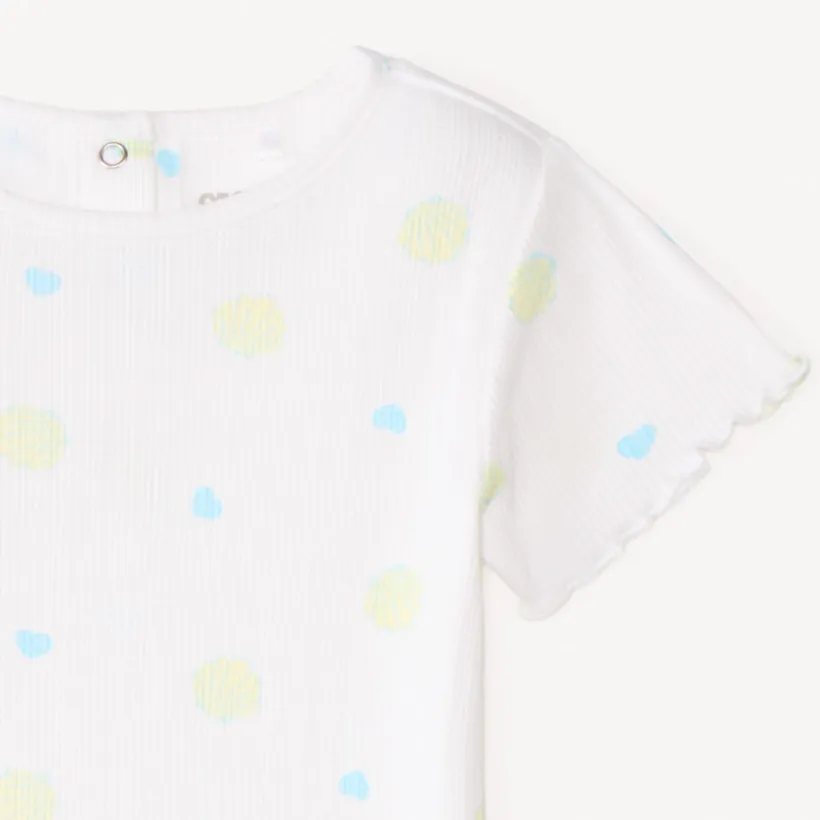Korte mouwen T-shirt van geribde stof met fantasiedruk voor babymeisjes