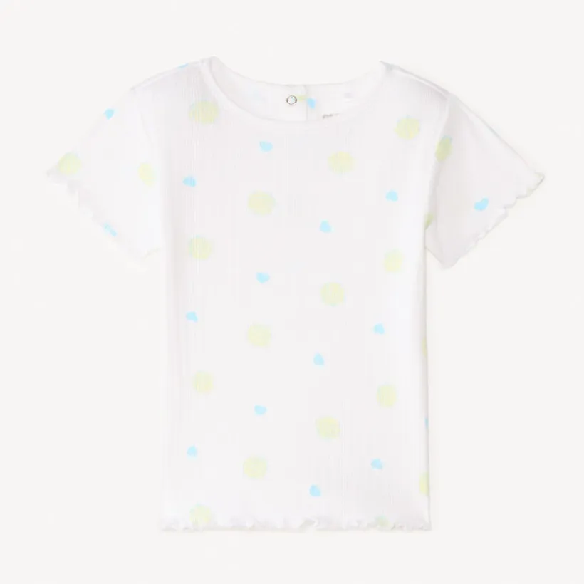 Korte mouwen T-shirt van geribde stof met fantasiedruk voor babymeisjes