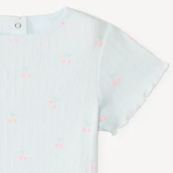Korte mouwen T-shirt van geribde stof met fantasiedruk voor babymeisjes